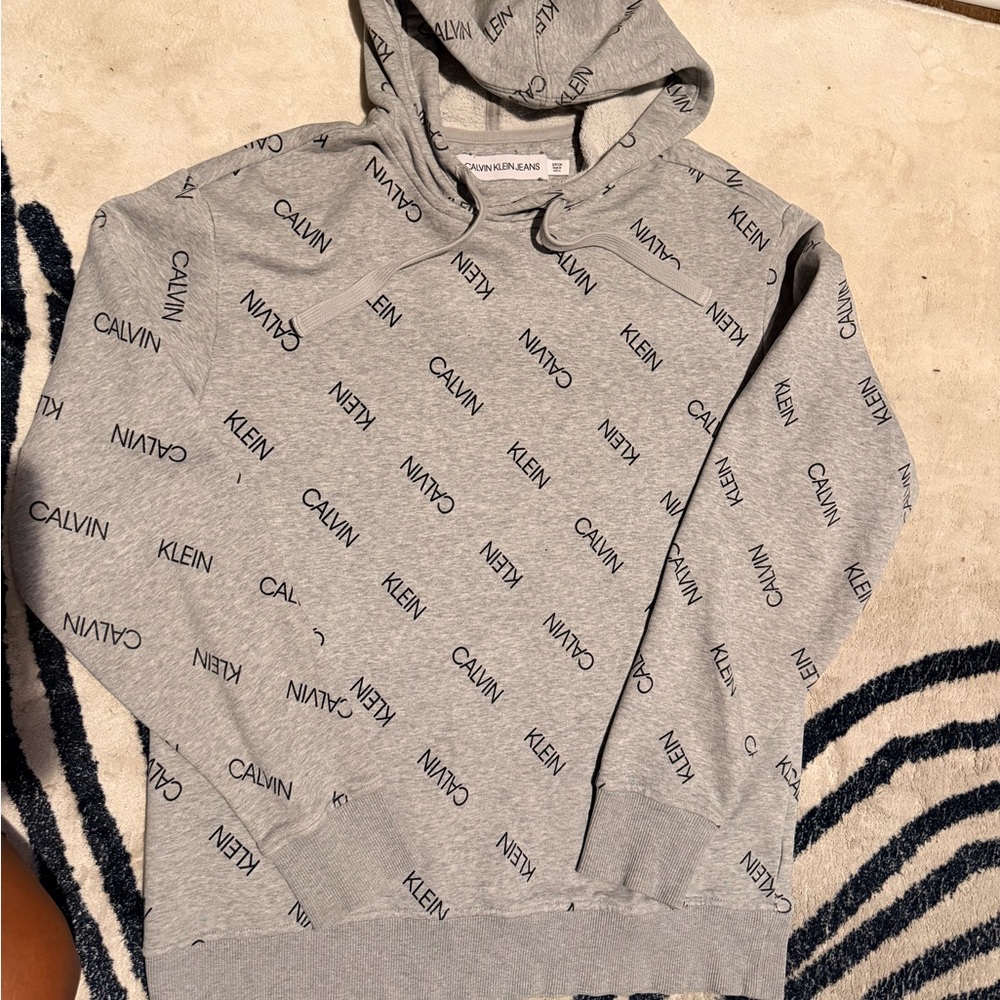 Calvin Klein Jeans Light Gray Logo Hoodie